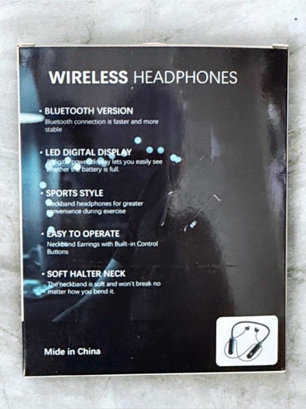 Neck Style Sports Neckband Headphones - Black - Picture 3 of 3